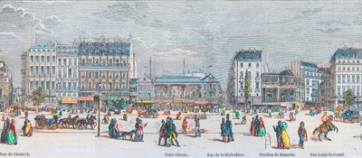 Boulevard des Italiens Südseite und Boulevard des Capucines Südseite - Rue de Choiseul - Bains Chinois - Rue de la Michodière - Pavillon de Hanover - Rue Louis-le-Grand - Gravur in „Tableau-de-Paris“ von Edmond Texier 1852 von French School