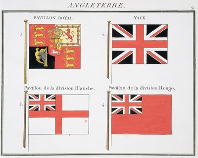 Britische Seeflaggen, aus einem französischen Flaggenbuch, ca. 1819 von French School