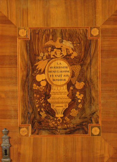 Buffetschrank mit revolutionärem Design, eingelegtes Detail des Emblems und Mottos der Brüderlichkeit (Marketerie) von French School