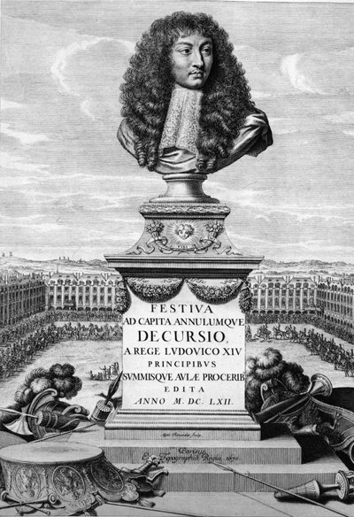 Büste von Ludwig XIV. dem Großen (1638-1715) - in „Festiva ad Capita Cancellumque Decursio, A Rege Ludovico XIV...“, C. Perrault, Paris Imprimerie Royale von French School