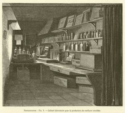 Laboratorium für die Herstellung empfindlicher Oberflächen (Stich) von French School