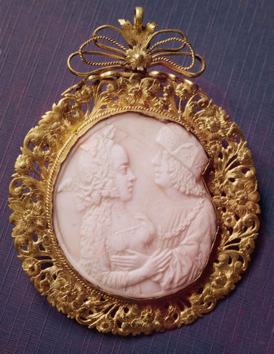 Kamee mit zwei Porträts (Elfenbein & Silberwaren) von French School