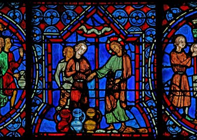 Hochzeit zu Kana: Christus verwandelt Wasser in Wein von French School