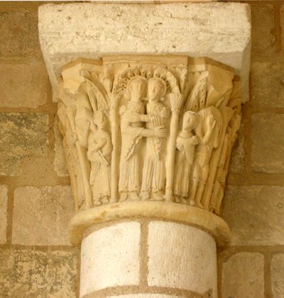Kapitell mit Darstellung der Heimsuchung von French School