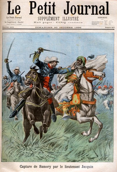 Gefangennahme von Samory Toure (ca. 1830-1900), sudanesischer Führer und Gegner der französischen Kolonisation in Afrika, durch Hauptmann Gouraud und Leutnant Jacquin. Sudan. von French School