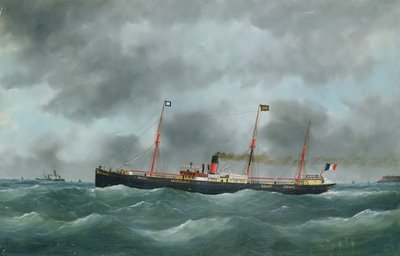 Frachtschiff unter der Flagge der Le Havre Peninsular Company von French School
