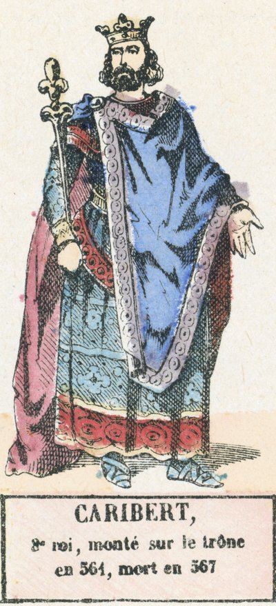 Caribert, 8. König, bestieg den Thron 561, gestorben 567 (kolorierte Gravur) von French School
