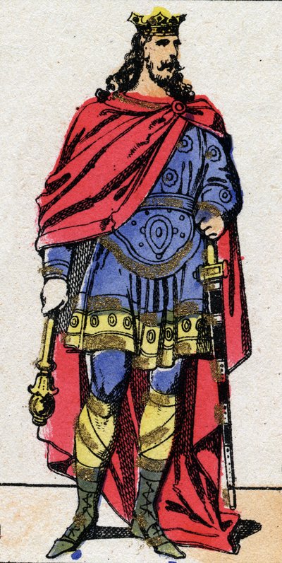 Karolingische Dynastie: Porträt von Ludwig I., genannt der Fromme oder „der Milde“ (778-840), König der Franken von 814 bis 840. Epinal-Bild Ende des 19. Jahrhunderts. Private Sammlung. von French School
