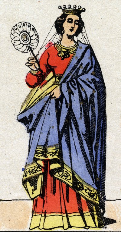 Karolingische Dynastie: Porträt von Edwige von Wessex (Edgiva, Otgiva, Ogive, ca. 903-951) Königin der Franken, Ehefrau von Karl III. genannt der Einfältige (879-929). Epinal-Bildgebung aus dem späten 19. Jahrhundert. Private Sammlung. von French School
