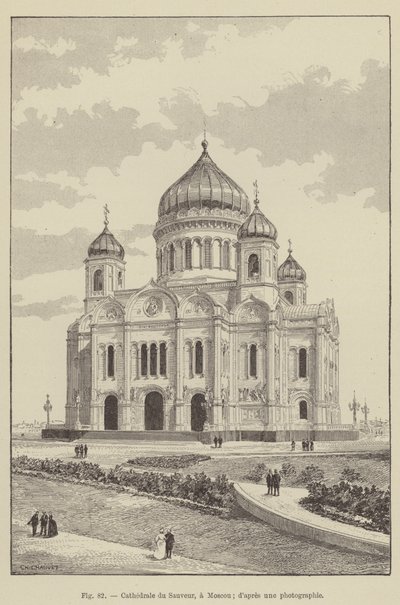 Erlöserkathedrale in Moskau (Stich) von French School