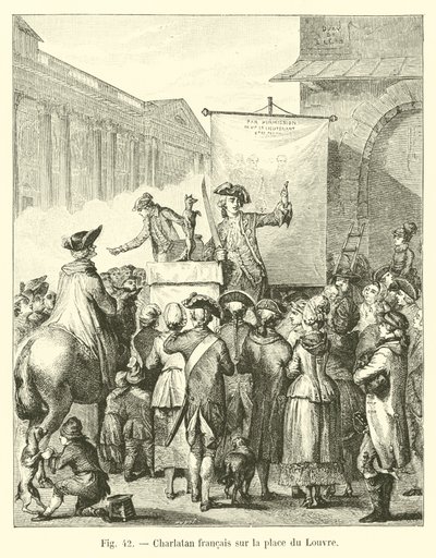 Französischer Scharlatan auf dem Place du Louvre von French School