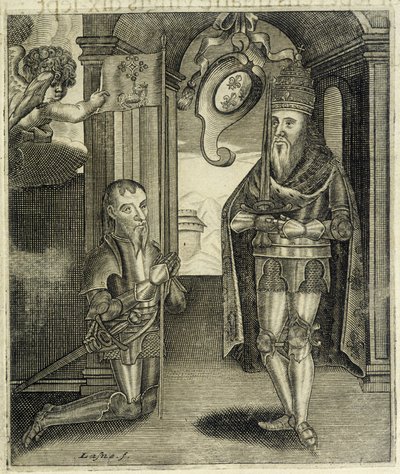 Karl der Große und Graf Toulouse Torsin (oder Chorson) - in „Geschichte der Grafen von Toulouse“ von Guillaume de Catel, Toulouse von French School