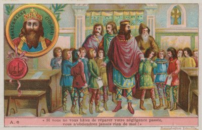 Karl der Große, Gründer des Karolingischen Reiches (768-814) von French School