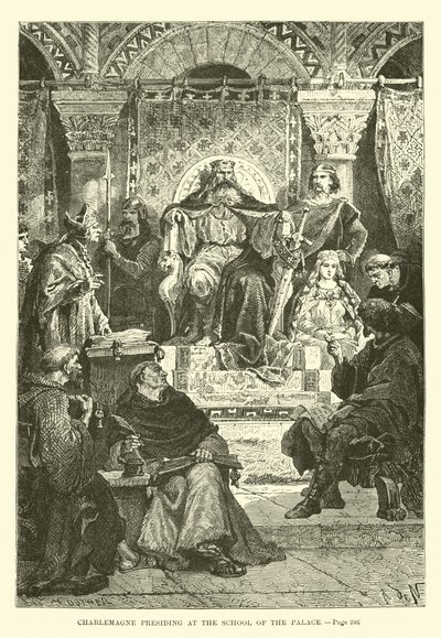 Karl der Große leitet die Palastschule von French School