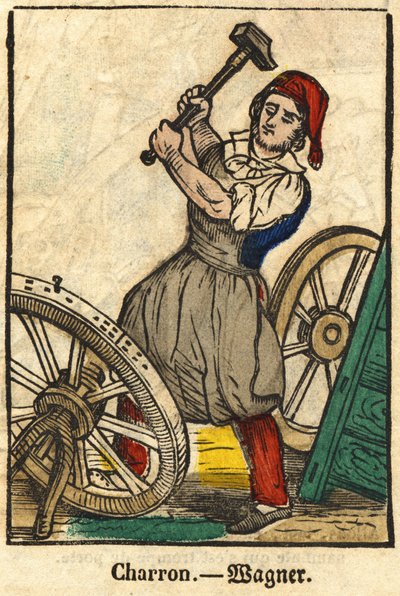 Wagenbauer; Serie über Handwerke (Bild des 19. Jahrhunderts) von French School
