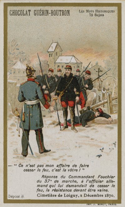 Chocolat Guerin-Boutron Sammelkarte, Serie Historische Worte von French School