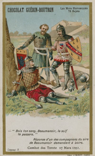 Chocolat Guerin-Boutron Handelskarte, Serie Historische Worte von French School
