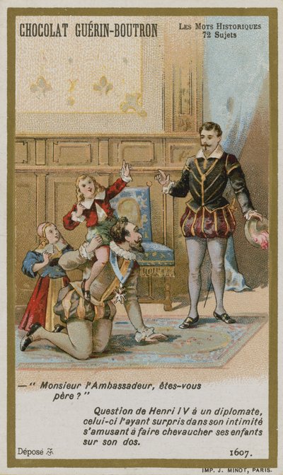 Chocolat Guerin-Boutron Handelskarte, Serie Historische Worte von French School