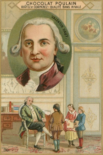 Chocolat Poulain Handelskarte, Valentin Haüy von French School