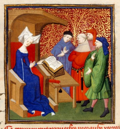 Christine unterrichtet, MS Harley 4431, f.259v, Frankreich, ca. 1410-14 von French School