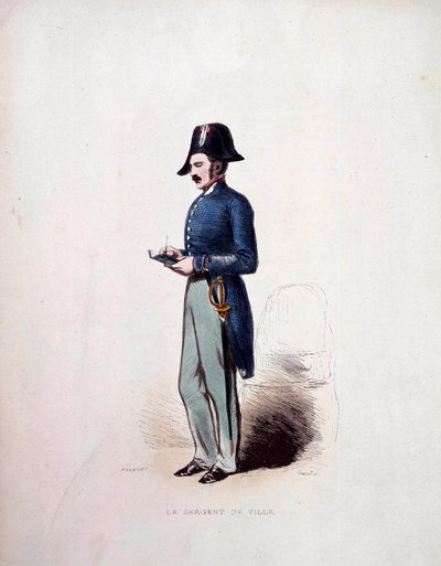 Uniform eines Stadtsergeanten der Polizeikräfte unter der Julimonarchie (1830-1848) 19. Jahrhundert von French School