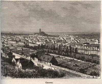 Clamecy - Nievre - Burgund - Gravur in „La France illustree: Geographie, Geschichte, statistische Verwaltung“ von V.A. Malt-Brown. 1884 von French School