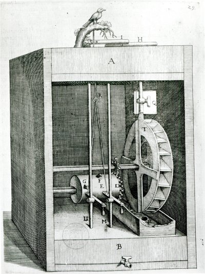Uhrwerkvogel, aus Les Raisons des Forces Mouvantes von Salomon de Caus, 1615 von French School