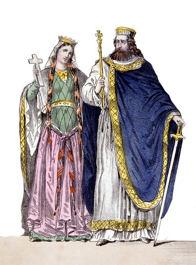 Clovis I. und Clotilde in „Könige und Königinnen von Frankreich“, 19. Jahrhundert von French School