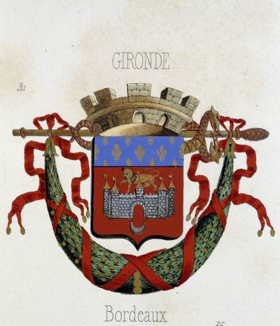 Wappen der Stadt Bordeaux - in „Armorial National de France“ von H. Traversier, Paris von French School