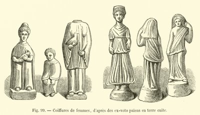 Frisuren von Frauen, nach heidnischen Terrakotta-Votivgaben von French School