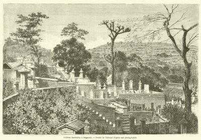 Grabeshügel in Nagasaki (Stich) von French School