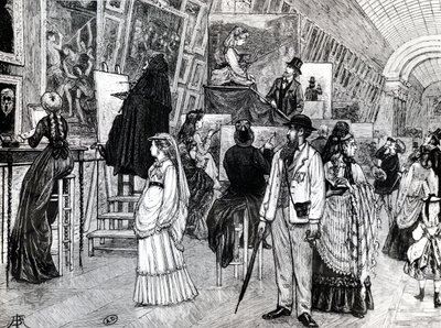 Kopisten in der Grande Galerie des Louvre, ca. 1880 von French School