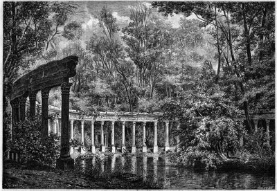 Korinthische Kolonnade um das ovale Becken im Parc de Monceau, Paris von French School