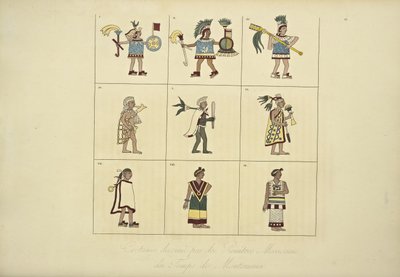Kostüme, entworfen von den mexikanischen Malern zur Zeit von Montezuma, Illustration aus 