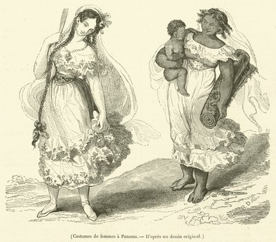 Frauenkostüme in Panama (Gravur) von French School