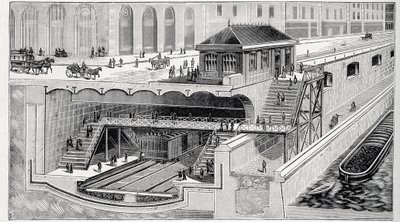 Schnitt der Station Saint Michel in Paris in „La nature“ 1899 von French School