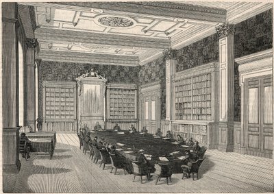 Cour des comptes - Bibliothek und Ratssaal - Gravur in „Tableau-de-Paris“ von Edmond Texier 1852 von French School