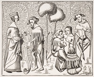Hof der Liebe in der Provence, nach einem Manuskript aus dem 14. Jahrhundert, aus Le Moyen Age et La Renaissance von Paul Lacroix (1806-84) veröffentlicht 1847 von French School