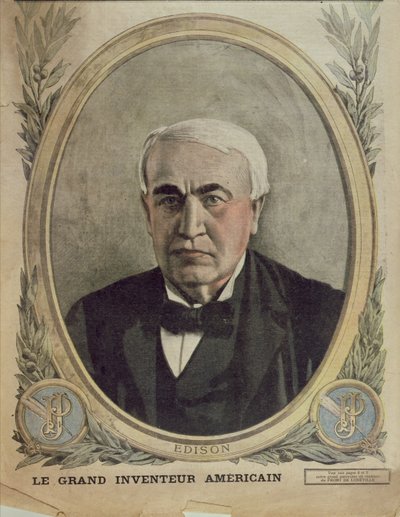 Titelbild von Le Petit Journal, das Thomas Alva Edison darstellt, 1917 von French School