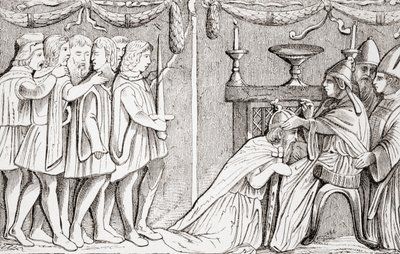Krönung von Sigismund zum Heiligen Römischen Kaiser durch Papst Eugen IV. im Jahr 1433, aus L