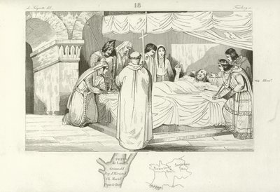 Tod des fränkischen Staatsmannes Pippin von Heristal, 714 von French School