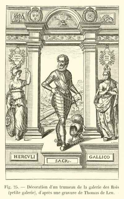 Dekoration eines Trumeaus in der Galerie der Könige, Kleine Galerie, nach einem Stich von Thomas de Leu von French School
