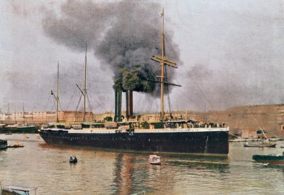 Abfahrt eines Schiffes der Messageries Maritimes aus Marseille, Anfang des 20. Jahrhunderts von French School