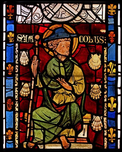Darstellung von St. Jakobus: Grisaille aus der Kapelle des Schlosses, Rouen? von French School