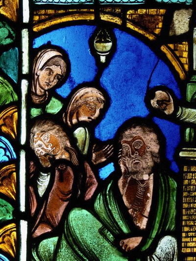 Eine Szene aus dem Leben des St. Nikolaus: Der Heilige hinterlässt einem Mann Geld, um seine Töchter vor der Prostitution zu bewahren von French School