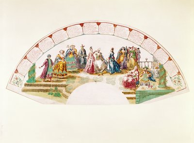 Entwurf für einen Fächer zur Feier des Tanzes und Karnevals der Nationen, 1733 von French School