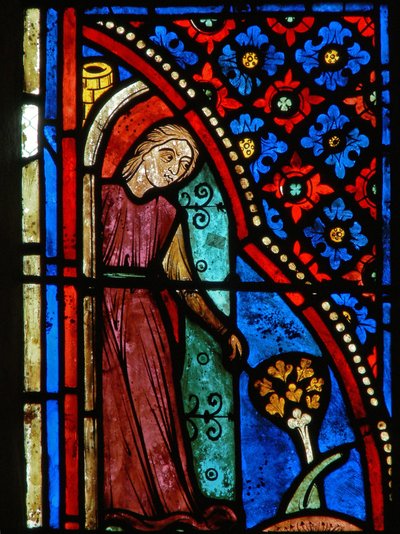 Detail aus einem Fenster mit Szenen aus dem Leben der Hl. Maria Ägyptiaca von French School
