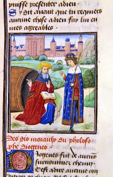 Diogenes, aus Histoire des Philosophes, spätes 15. Jahrhundert von French School