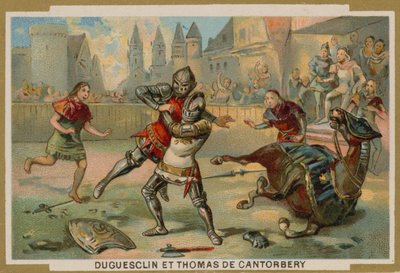 Duell zwischen Bertrand du Guesclin und Thomas von Canterbury, Dinan, Bretagne, 1357 von French School