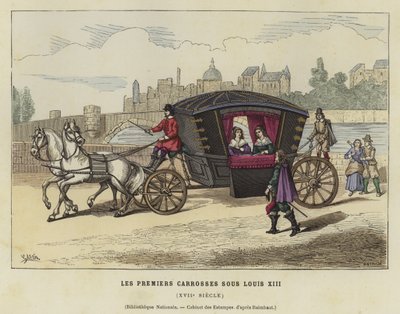 Früher französischer Kutschwagen, Zeit von Ludwig XIII., 17. Jahrhundert von French School